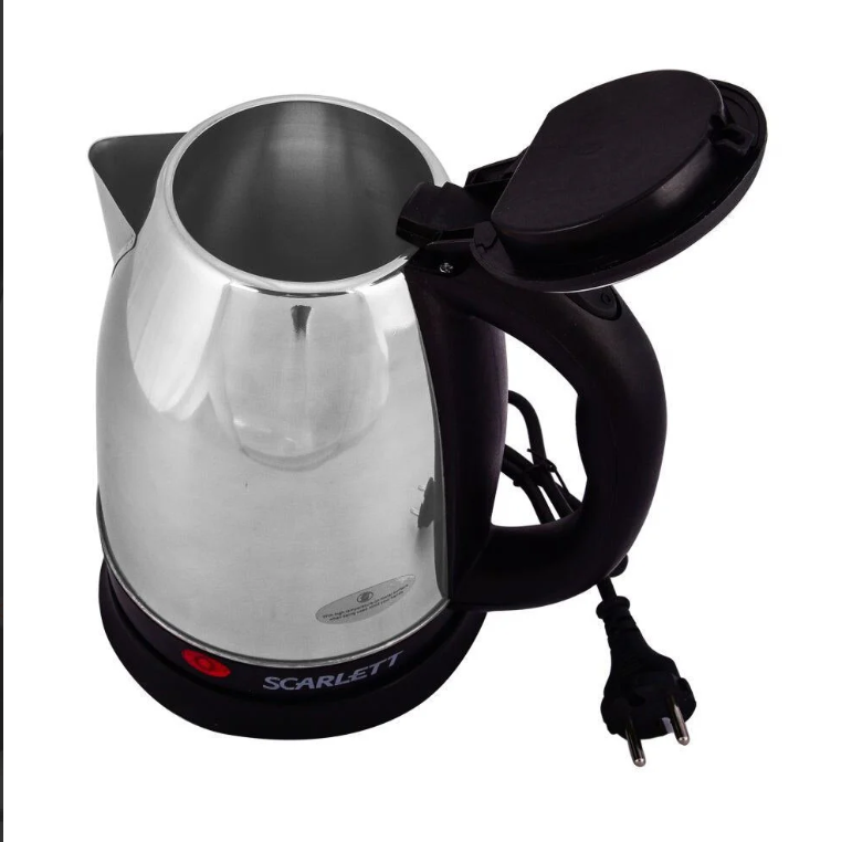 Cană-fierbător inox 1500 W, 2 L – declanşare automată, design negru-inox