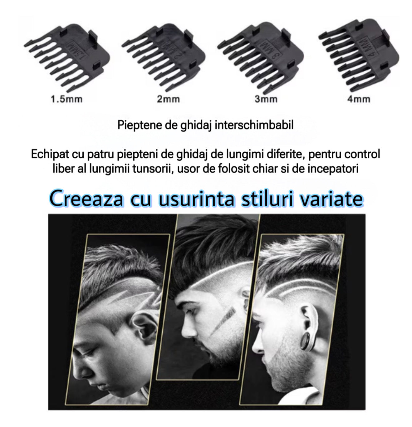 Aparat de tuns fără fir cu lamă din oţel – contur, modelare şi bărbierit uscat
