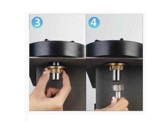 Dispozitiv pentru spălare pahare cu clătire sub jet de presiune – montaj pe chiuvetă, 14 x 13 x 2,8 cm, negru