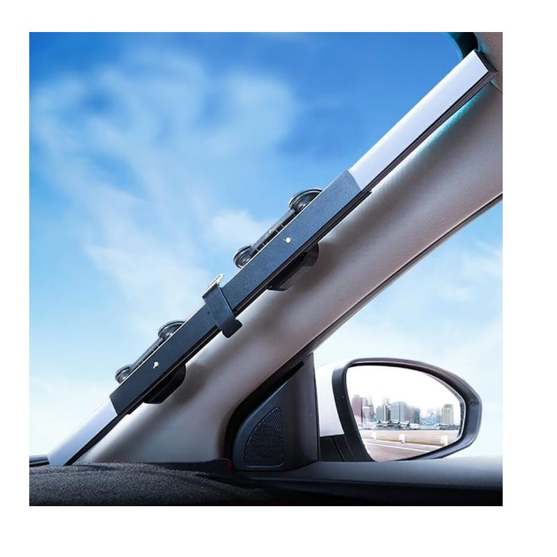 Parasolar auto retractabil tip jaluzea cu ventuze – 70 cm x 100 cm, argintiu