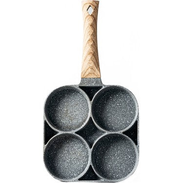 Tigaie cu patru compartimente rotunde, model piatră 32 cm, gri – prăjit simultan ouă și burgeri