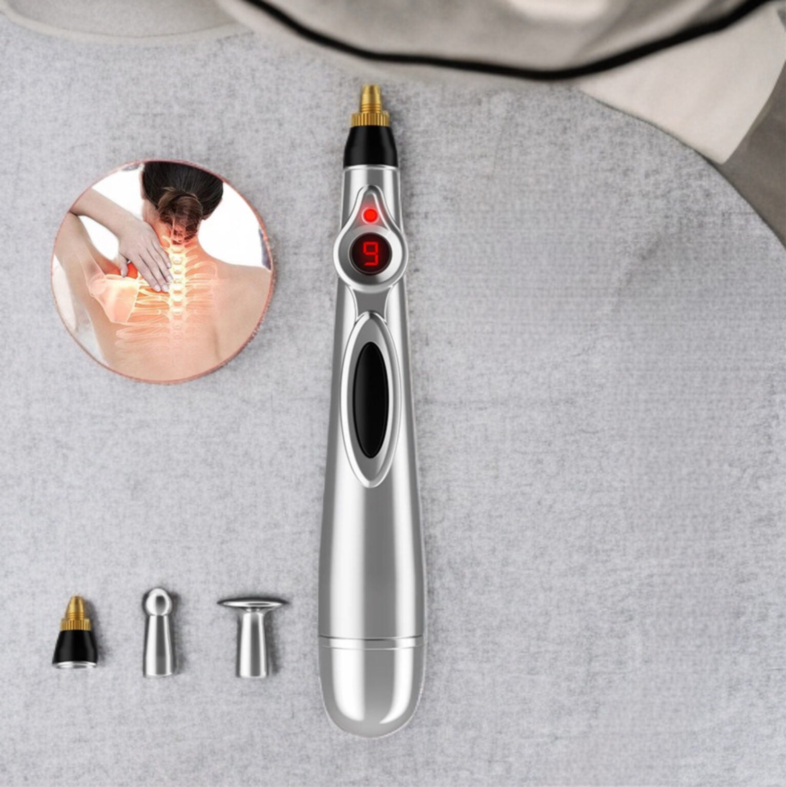 Stilou electrostimulare &amp; masaj — 3 capete, 9 niveluri de intensitate