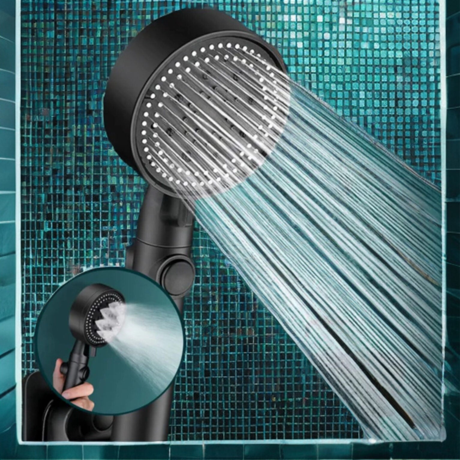 Cap de duș cu presiune mare și buton Stop – duș economic și confortabil