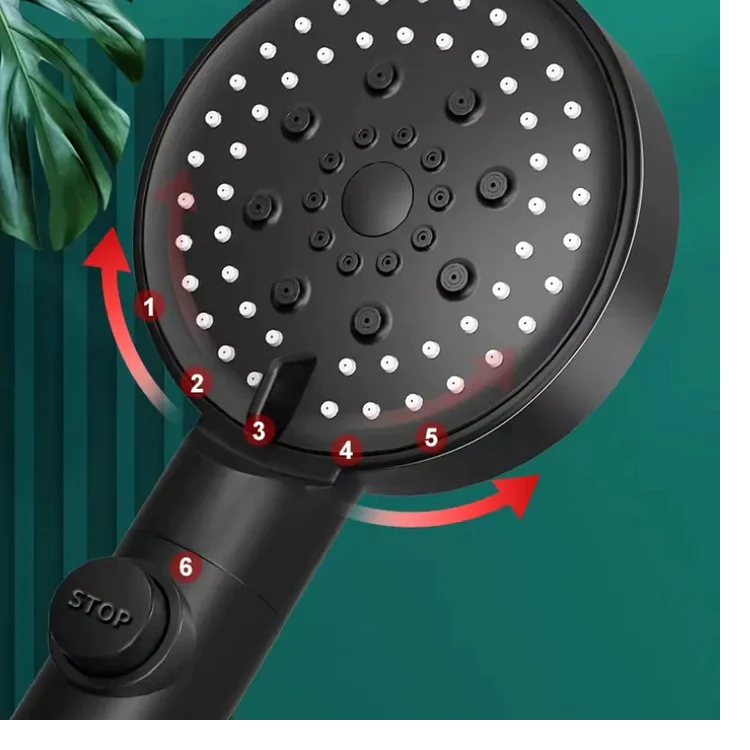 Cap de duș cu presiune mare și buton Stop – duș economic și confortabil