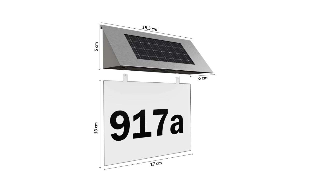 Număr de casă iluminat solar – plăcuță LED pentru adresă