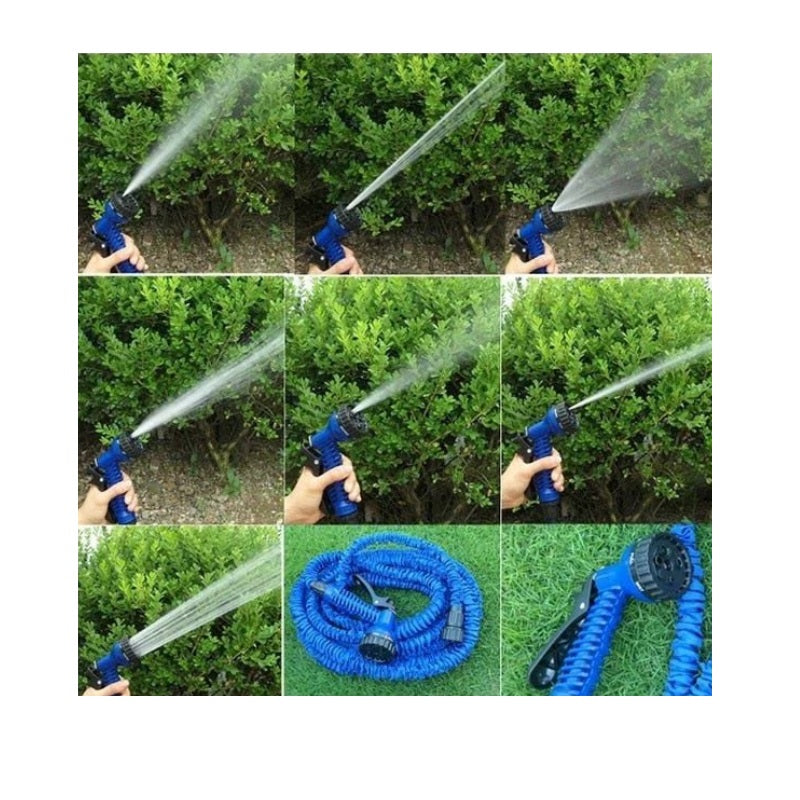 Furtun extensibil albastru 60 m cu pistol reglabil – ideal pentru grădină