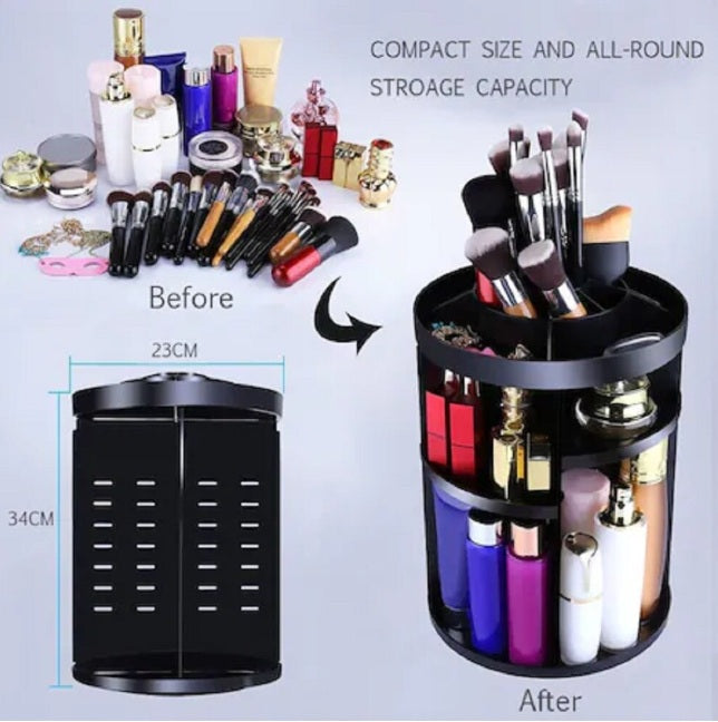 Organizator rotativ 360° pentru produse cosmetice – suport machiaj cu design modular