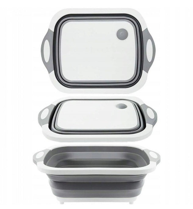 Tocator multifuncțional pliabil cu dop de scurgere – recipient pentru bucătărie, camping și picnic