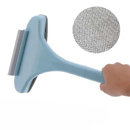 Ștergător cu perie pentru curățarea geamurilor 2 în 1 – design dual cu perie și racletă, maner ergonomic