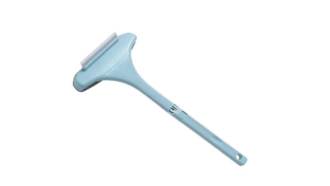 Ștergător cu perie pentru curățarea geamurilor 2 în 1 – design dual cu perie și racletă, maner ergonomic