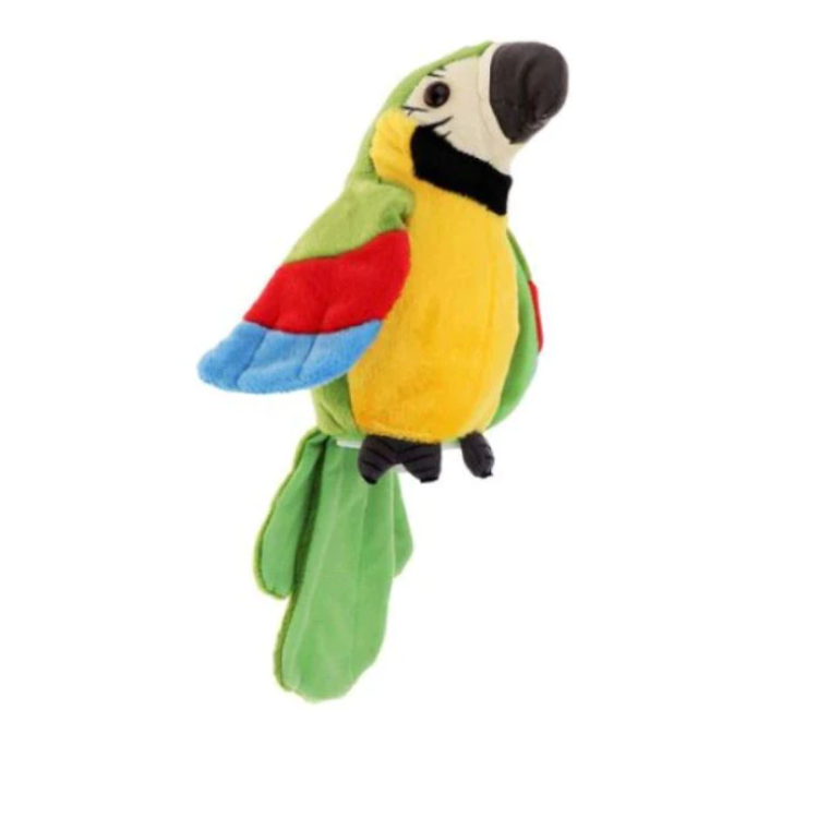 Papagal interactiv vorbitor – jucărie educativă pentru copii, 18 cm