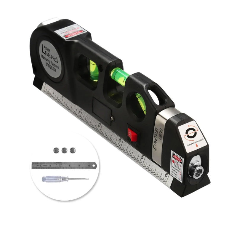 Nivela multifuncțională cu laser, boloboc și ruletă – precizie în măsurători, 2.5 m