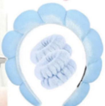 Set 3 accesorii de îngrijire – bentită cu burete și 2 brățări pentru față, albastru