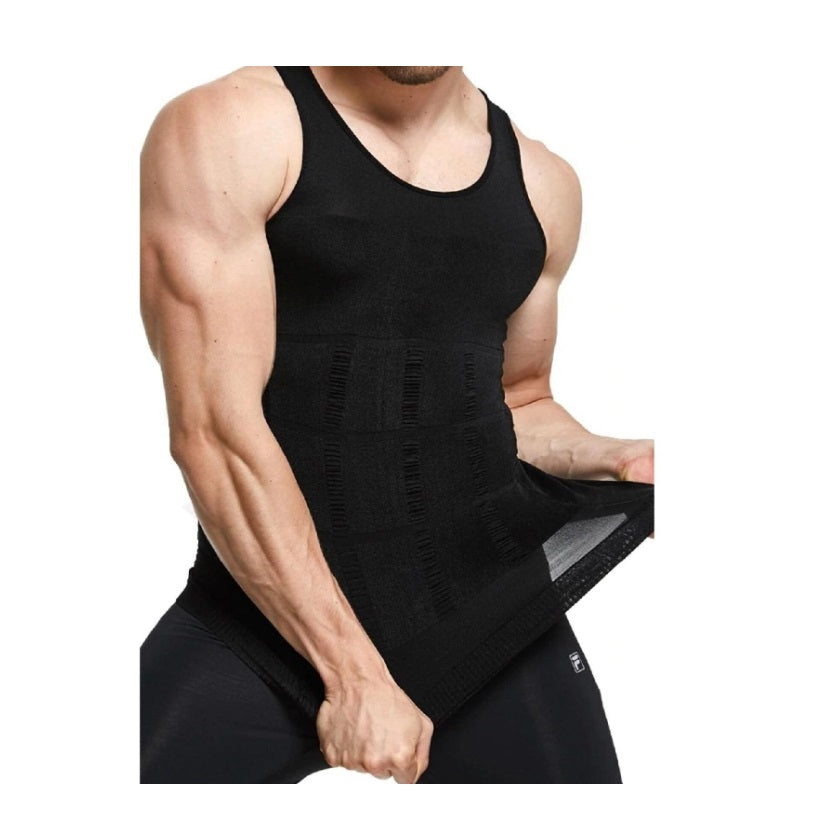 Maieu modelator pentru bărbați – talie subțiată &amp; susținere lombară, negru