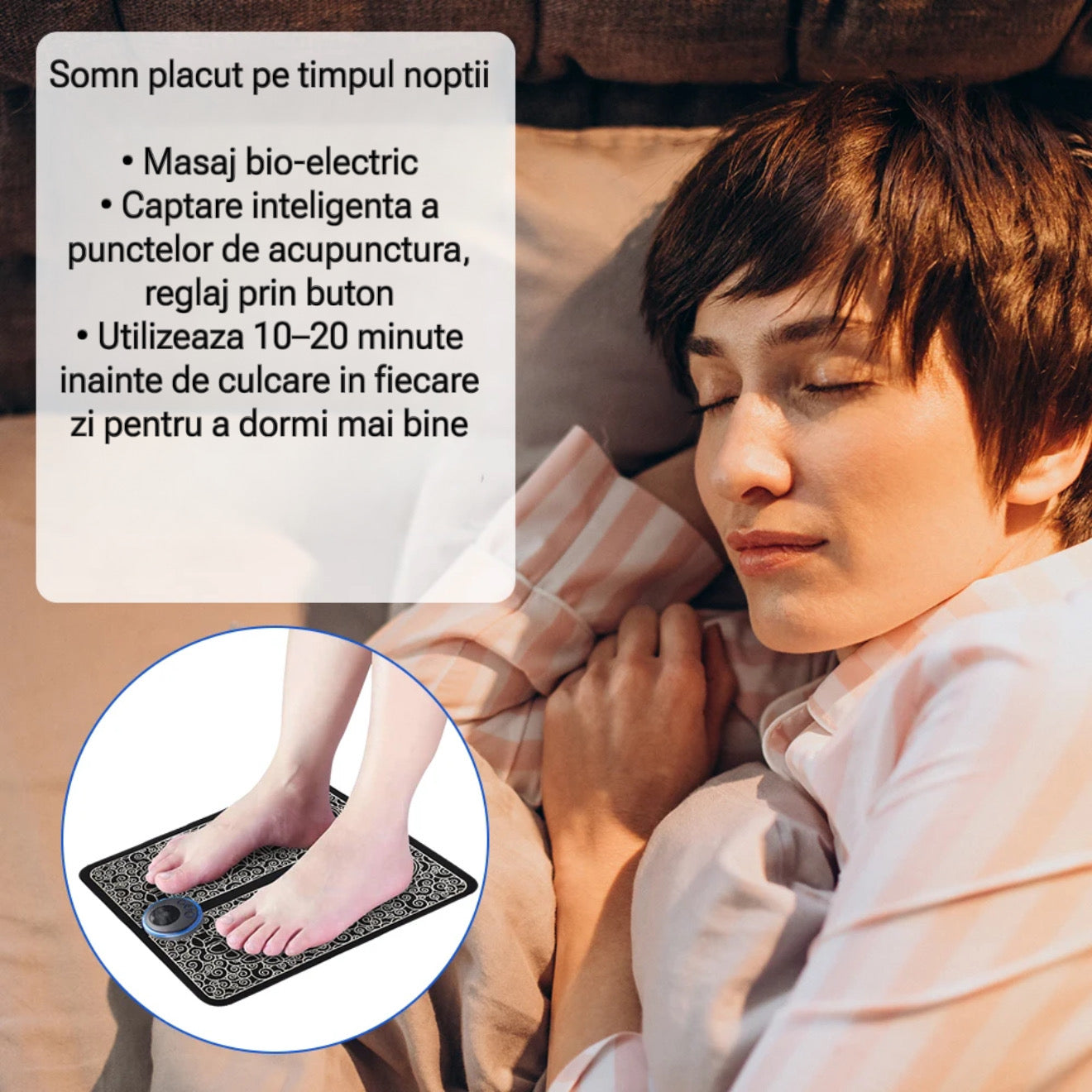 Dispozitiv EMS pentru masaj picioare – reducere dureri, stimulare circulație