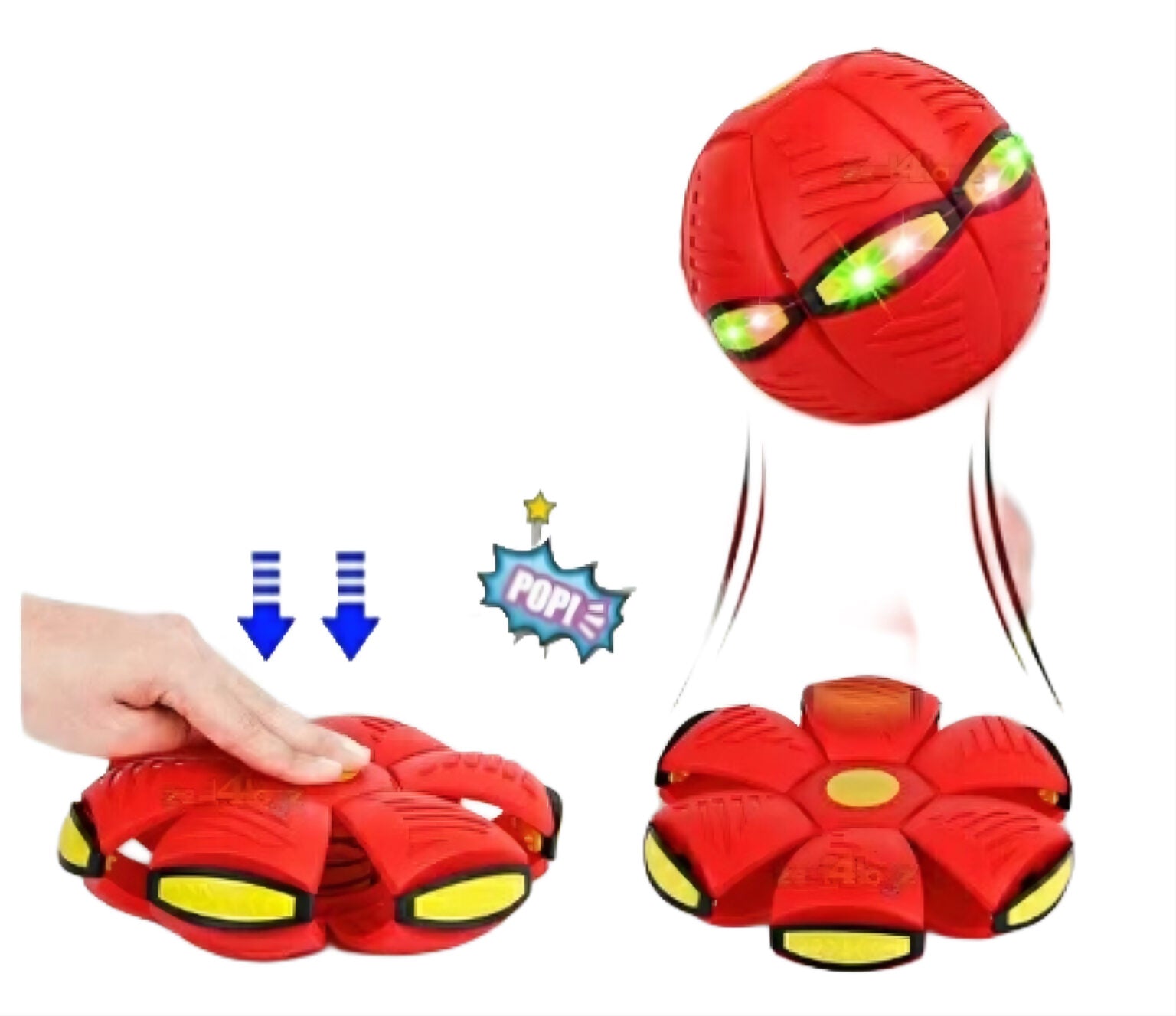 Magic Frisbee – Mingea zburătoare cu lumini colorate, transformabilă, pentru copii și animale de companie