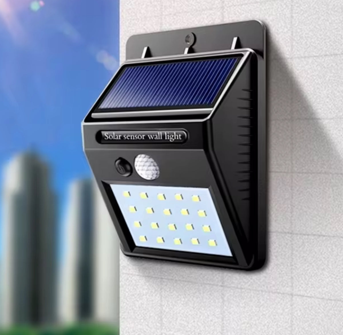 Lampa solară de perete cu senzor de mișcare şi 20 LED-uri – iluminare exterioară automată
