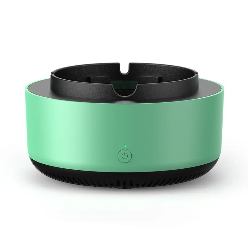 Scrumiera electrică 2 în 1 cu purificare aer și filtru fum – Verde metal