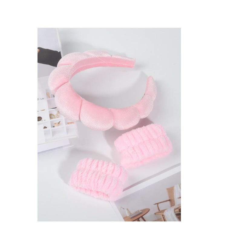 Bentita SPA cu burete și 2 protecții catifelate pentru încheieturi, roz