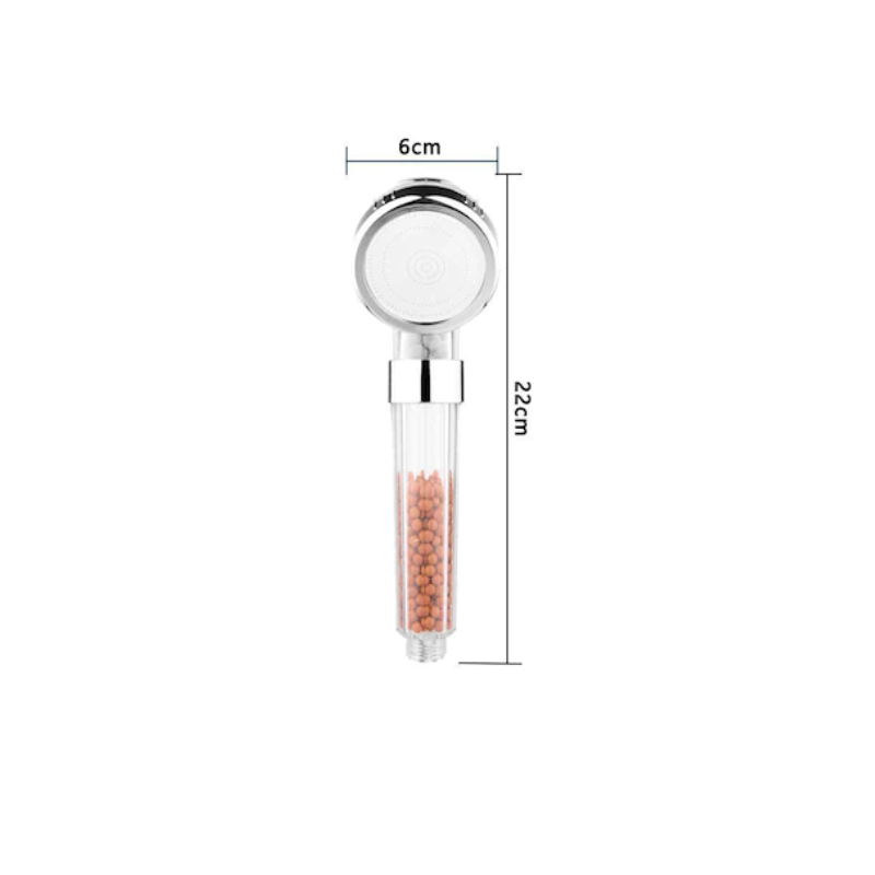 Cap de duș portabil cu ioni negativi și presiune crescută – 3 tipuri de jet, 22×6 cm