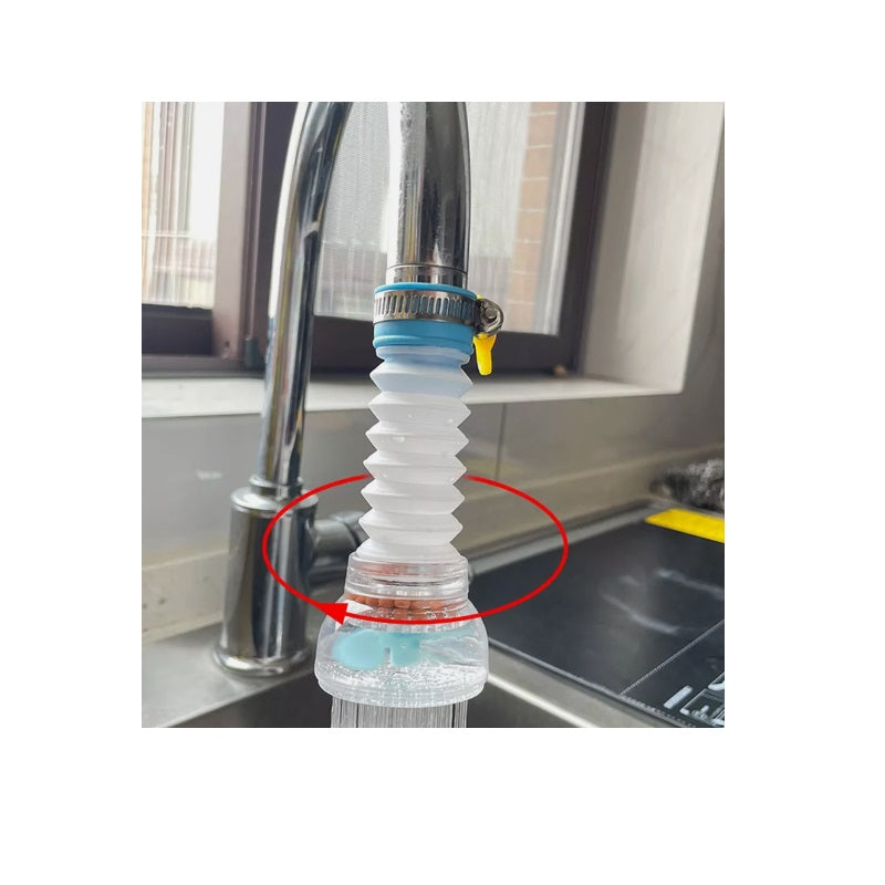 Filtru de apă pentru robinet cu pietre medicinale, telescopic și rotativ 360°, roz