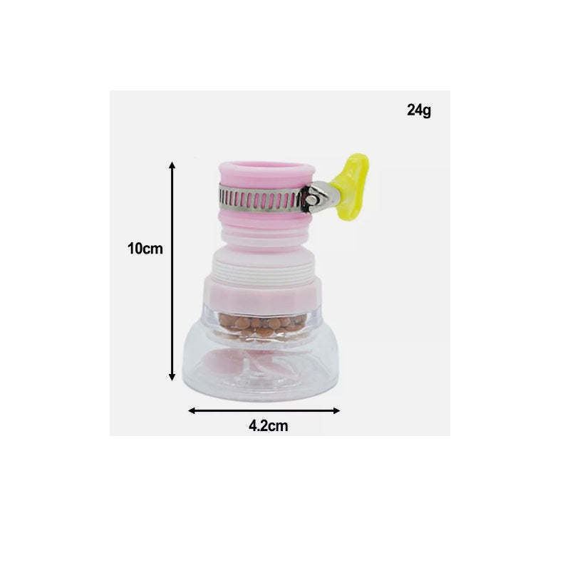 Filtru de apă pentru robinet cu pietre medicinale, telescopic și rotativ 360°, roz