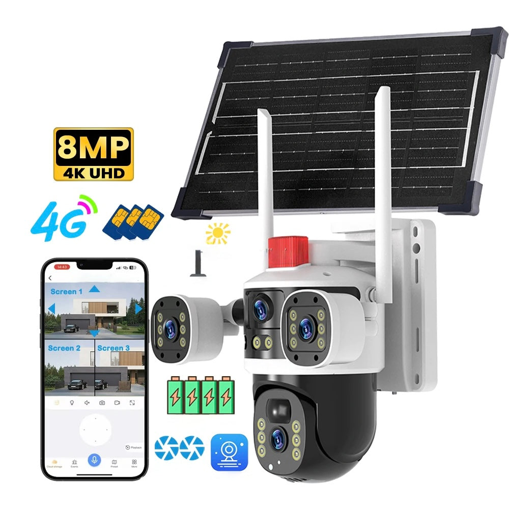 Sistem de supraveghere solar wireless 3‑în‑1 cu 4G