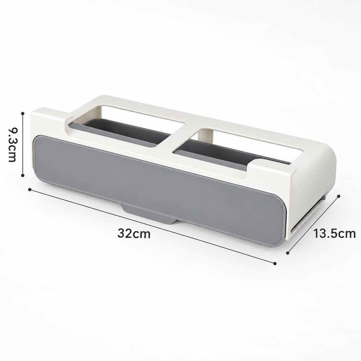 Organizator de Condimente pentru Bucătărie, Montare Sub Raft, Rabatabil, Economisește Spațiu, 32 x 13,5 x 9,3 cm, Alb-Gri