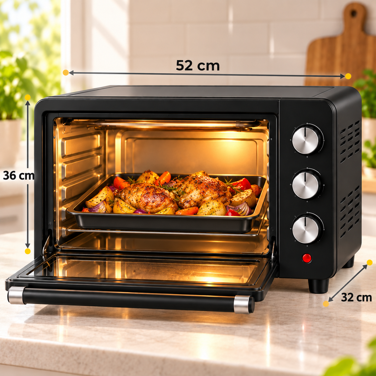 Cuptor Electric 48L, 2600W, cu Grill, Temperatură Reglabilă, Timer 60 Min – Negru