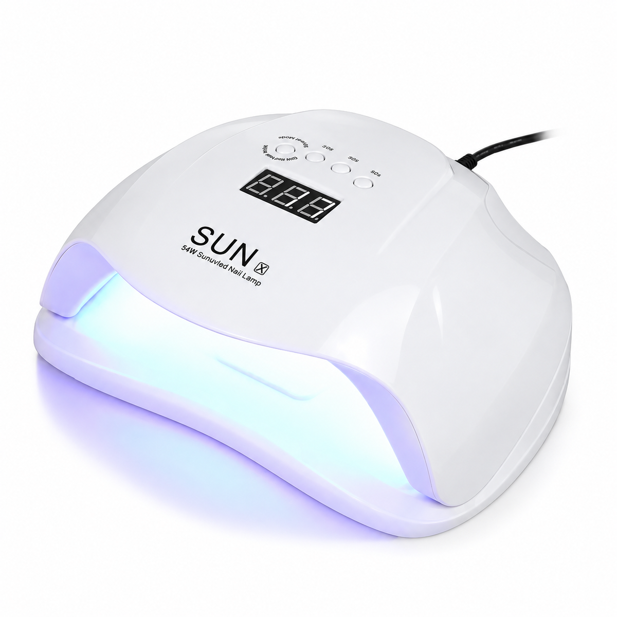 Lampă UV LED pentru unghii SUN X, 54 W, senzor automat, timer și afișaj digital, albă