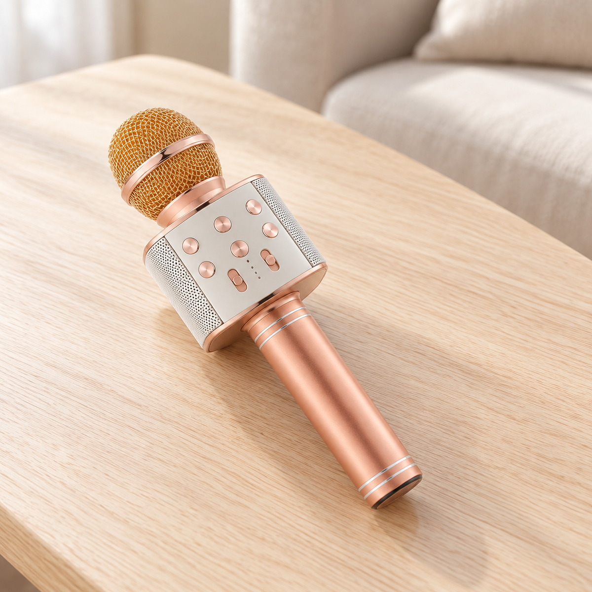 Microfon wireless karaoke cu boxă integrată, suport card SD și cablu USB inclus