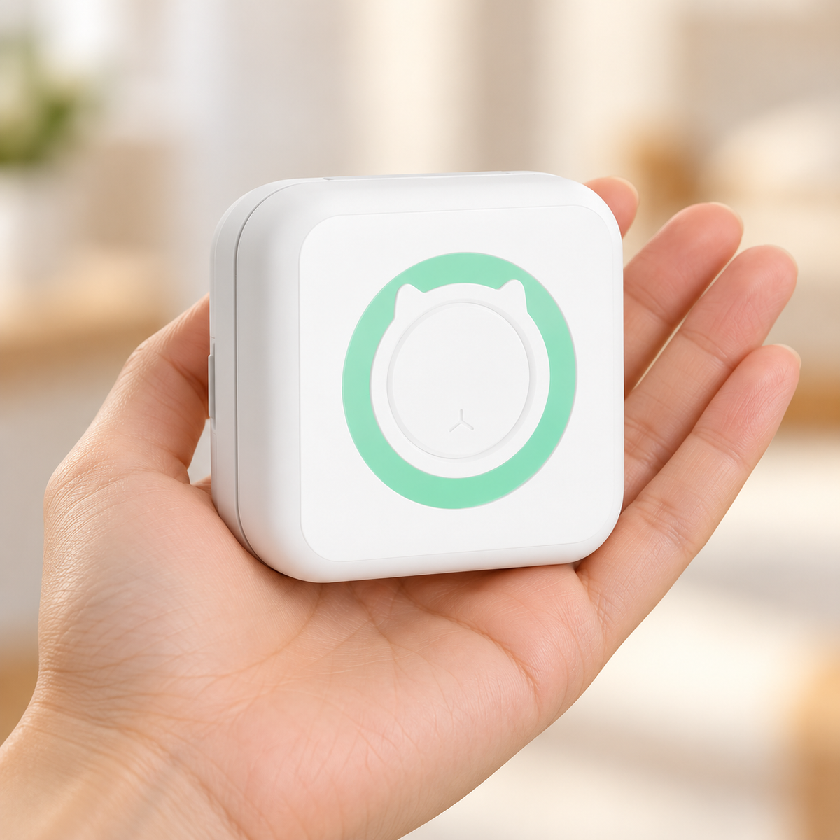 Mini imprimantă termică portabilă cu Bluetooth și USB, fără cerneală, alb-verde