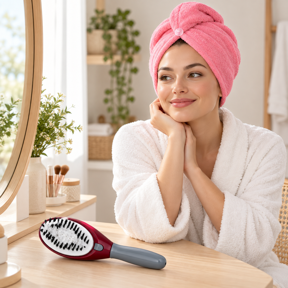 Pachet Vopsire și Îngrijire Acasă – Perie Electrică cu Rezervor pentru Vopsea + Prosop Turban din Microfibră, 60 × 22 cm
