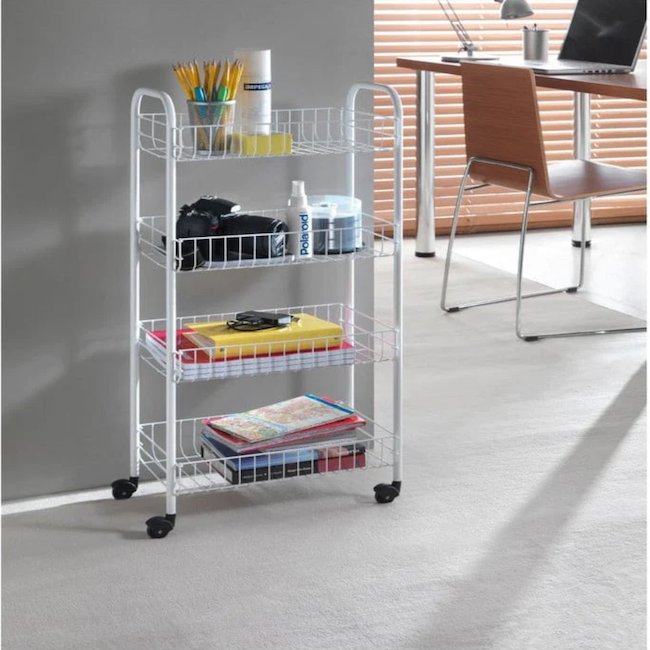 Cărucior multifuncțional 4 rafturi pentru bucatarie si baie