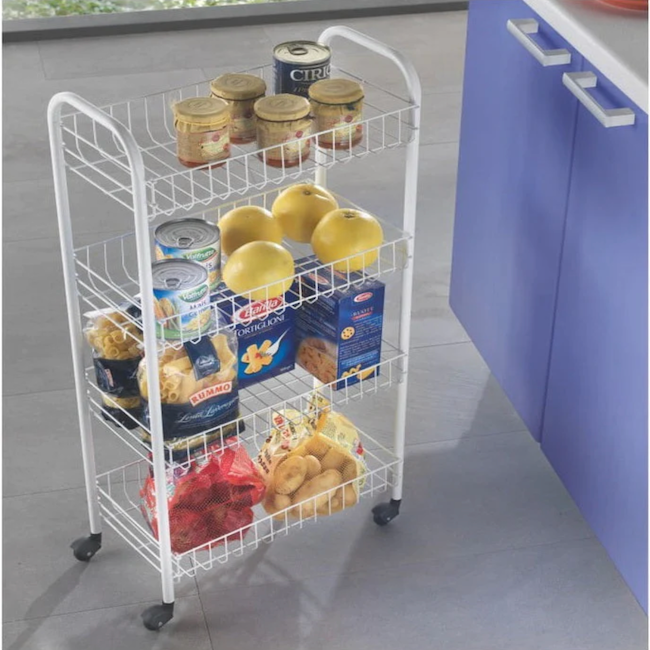 Cărucior multifuncțional 4 rafturi pentru bucatarie si baie