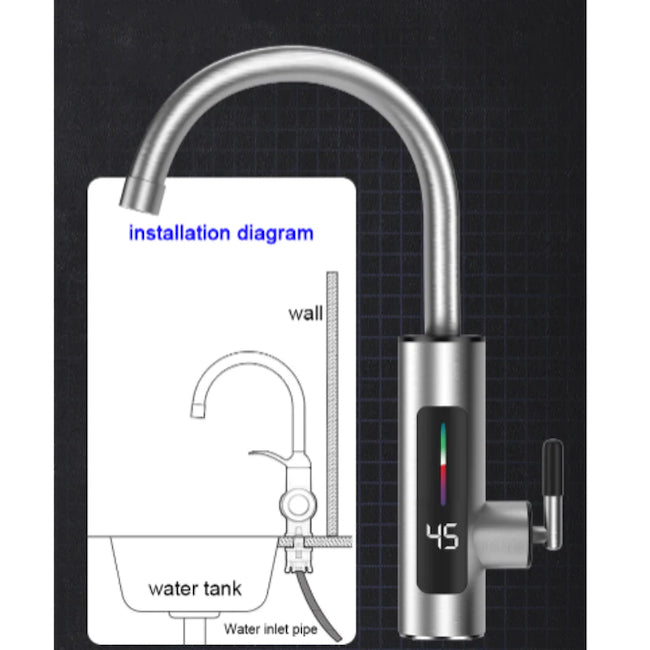 Robinet electric instant cromat, cu display si rotire 360 grade, 3000W