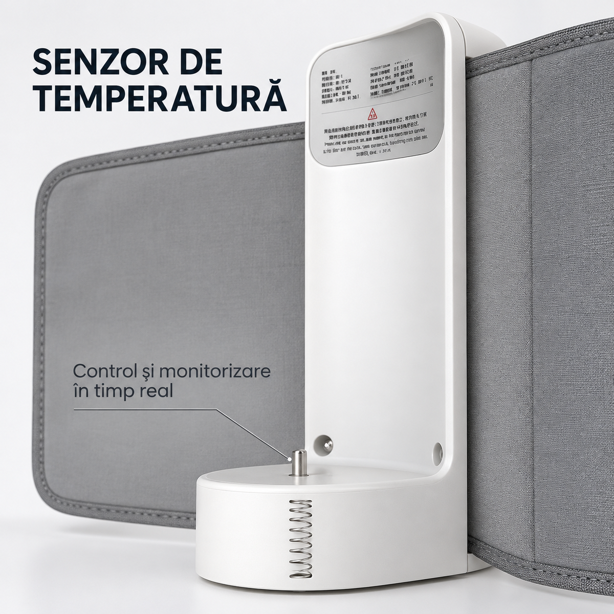 Încălzitor portabil pentru biberoane, 6 trepte de temperatură 37–55°C, afișaj digital, încărcare USB, alb-gri