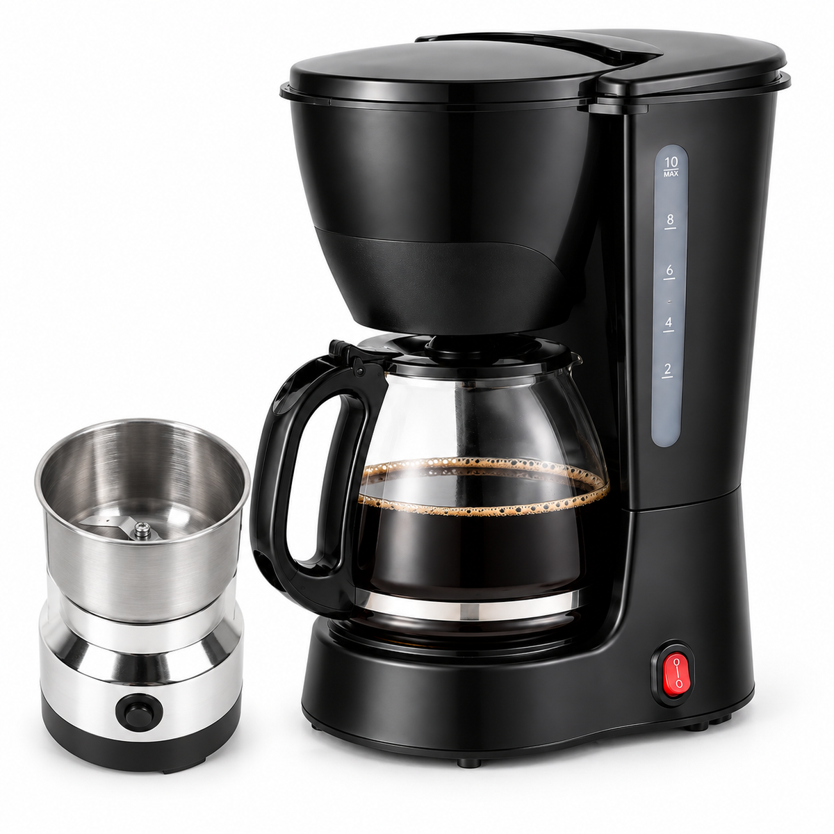 Pachet Cafea Proaspătă Dimineața – Cafetieră cu Filtru 750W + Râșniță Electrică 200W
