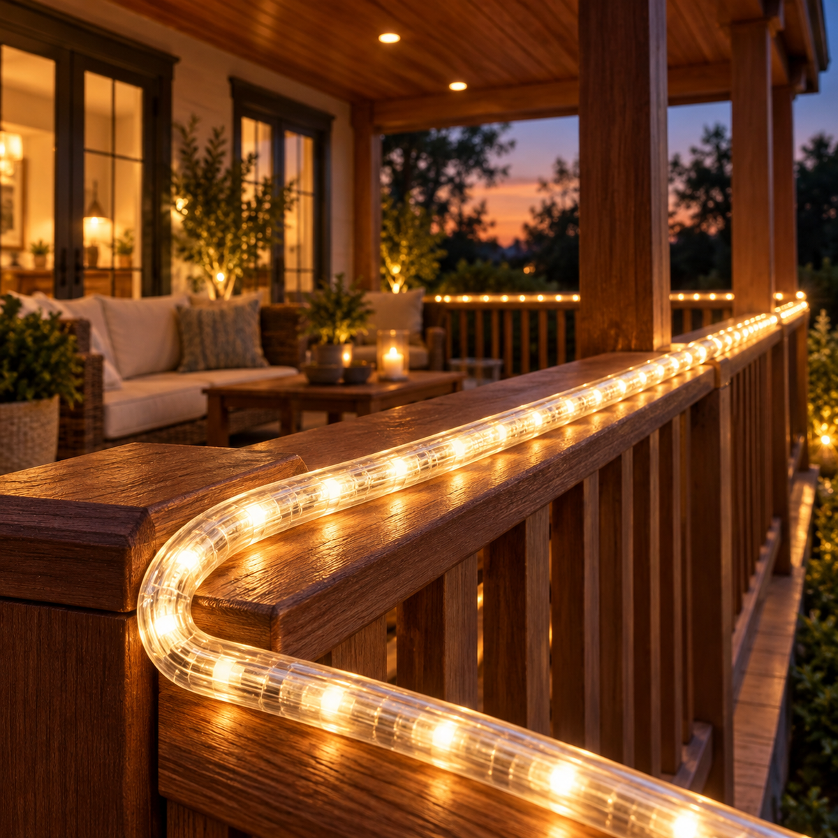 Instalație LED tip furtun luminos, 80 m, alb cald, flexibilă, pentru decor interior și exterior protejat