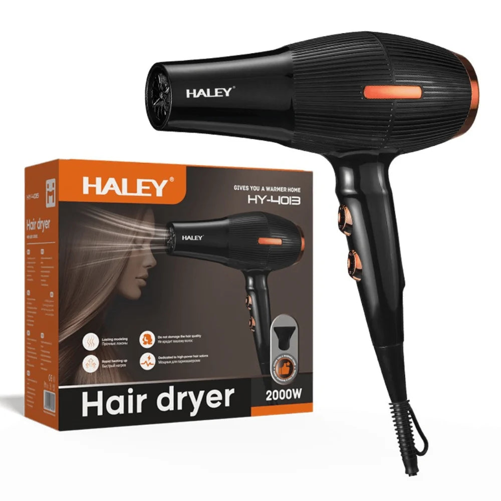 Uscător de Păr Profesional HALEY HY-4015, 2000W, Control Inteligent al Temperaturii, Uscare Rapidă