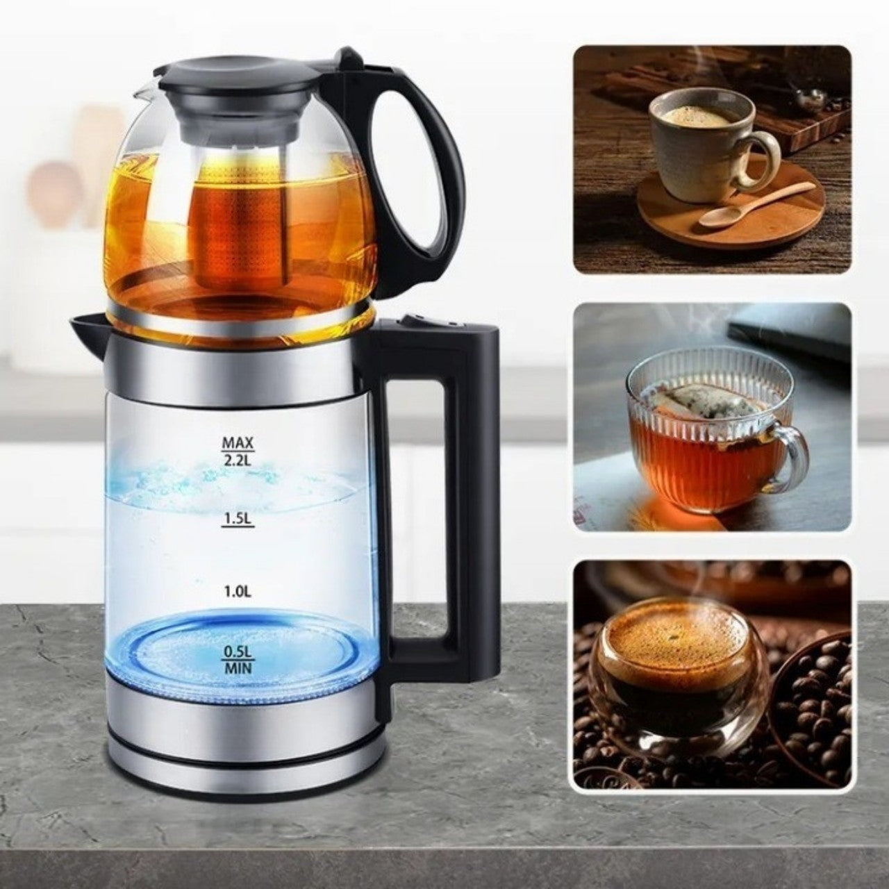 Fierbător electric 2,2L  – putere, siguranță și design modern pentru utilizare zilnică