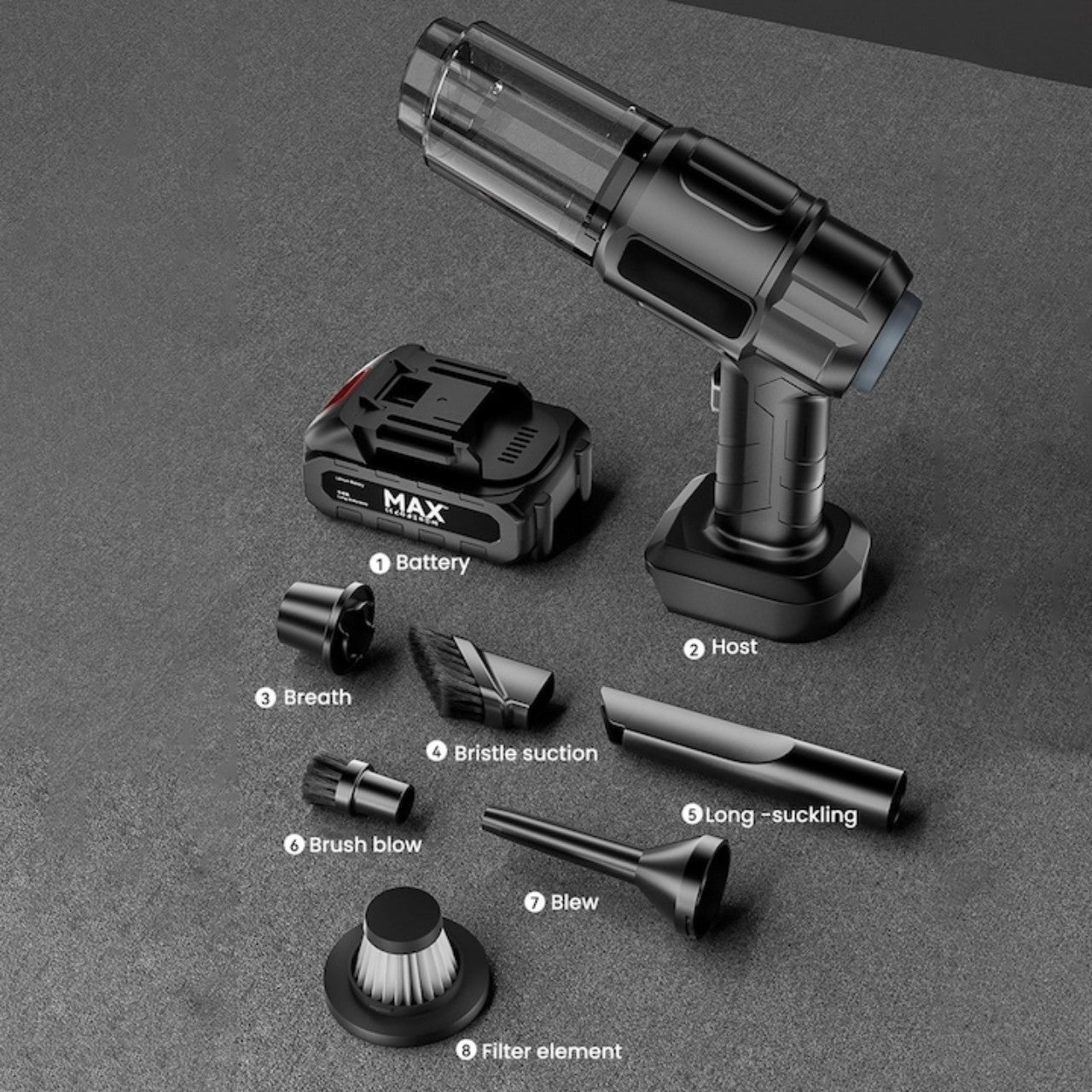 Aspirator & suflantă portabilă 6-în-1, fără fir – curățenie rapidă oriunde