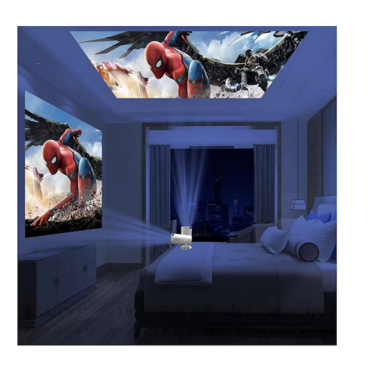 Videoproiector portabil Smart 4K cu Android TV, Wi‑Fi 6 și Bluetooth 5.0 – cinema acasă, oriunde și rapid