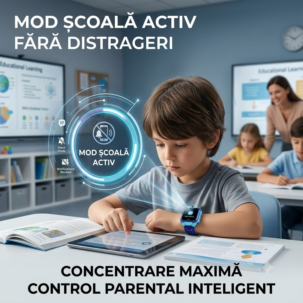 Ceas Inteligent pentru Copii cu GPS, LBS, SIM și Buton SOS, Compatibil Android/iOS