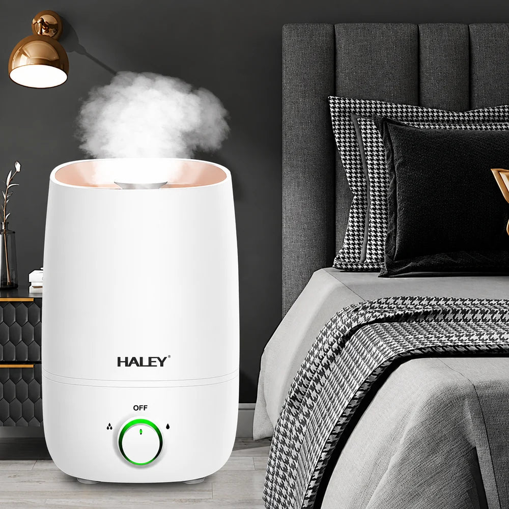 Umidificator de Aer HALEY HY-3100, 5L, 1000W, Umidificare 360°, Reglare Continuă a Ceții, Alb
