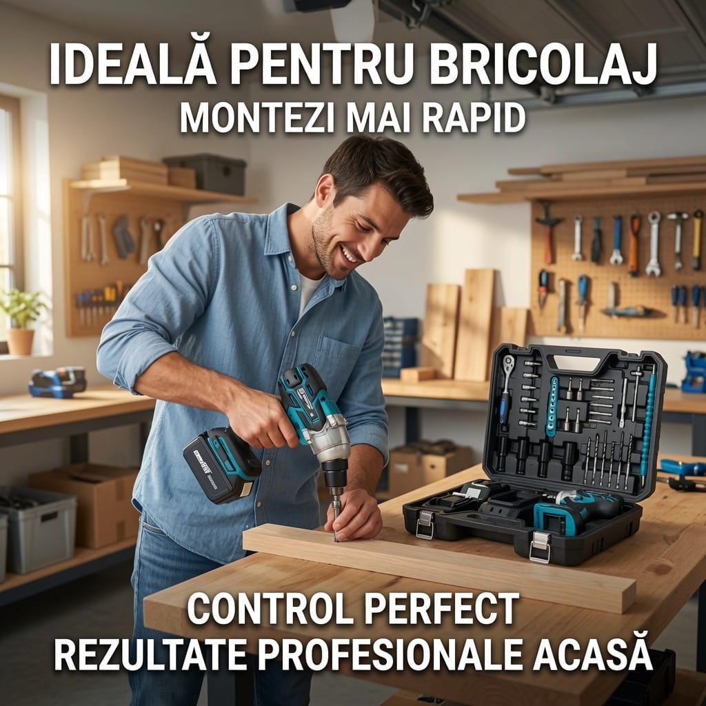 Masina de impact si insurubat 48V cu 2 acumulatori si 43 accesorii
