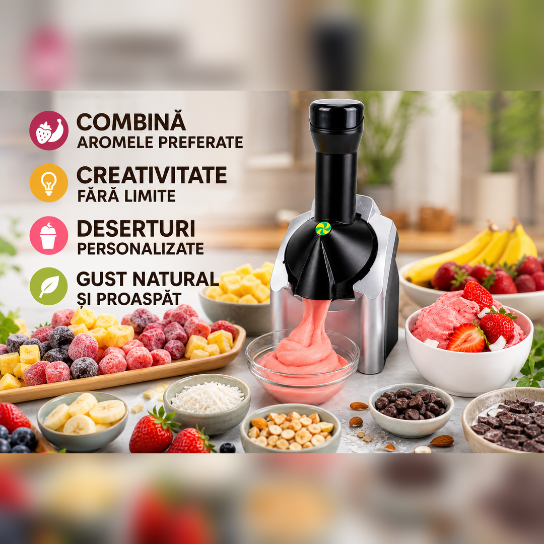 Aparat pentru inghetata din Fructe Congelate, Preparare în 2 Minute, 12W
