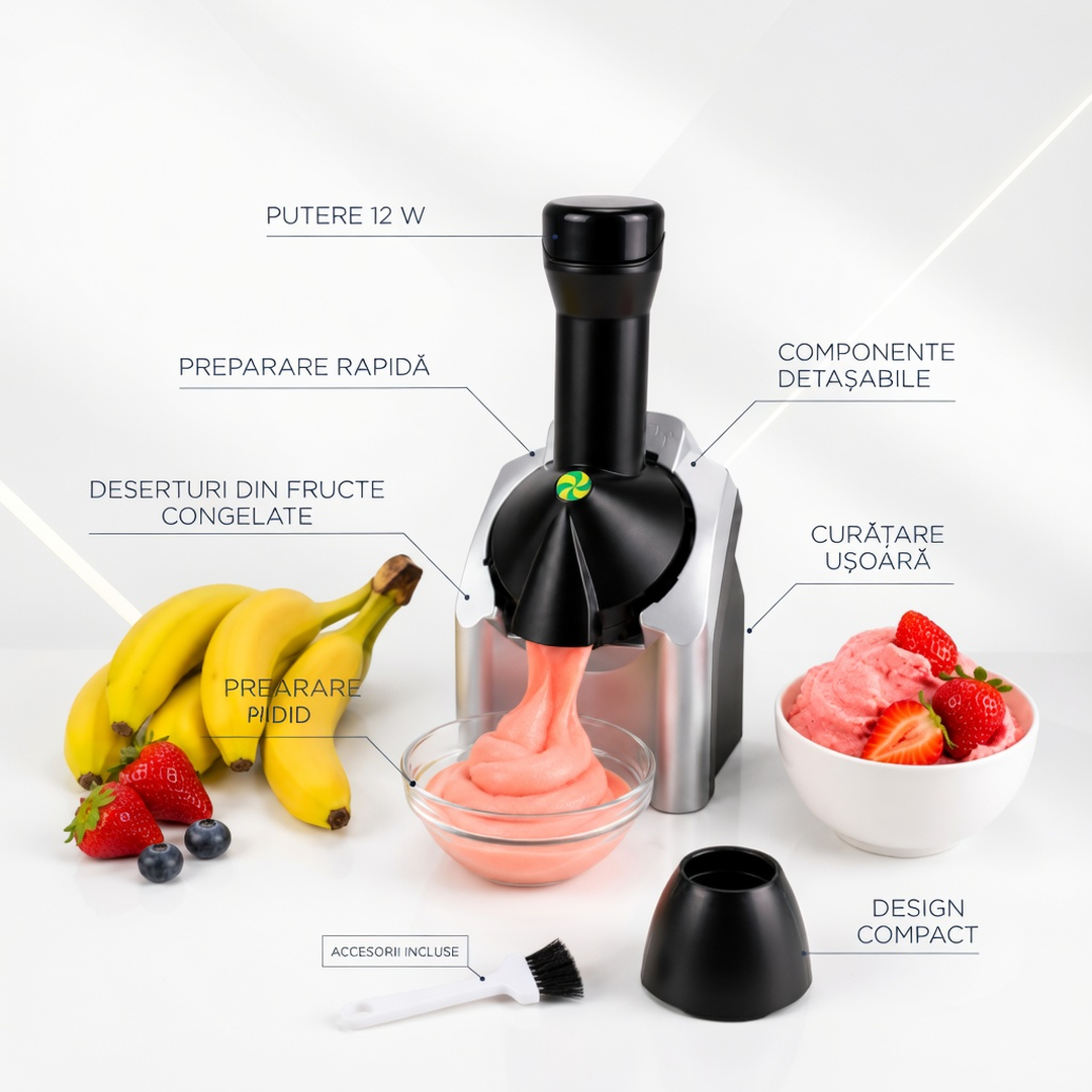 Aparat pentru inghetata din Fructe Congelate, Preparare în 2 Minute, 12W