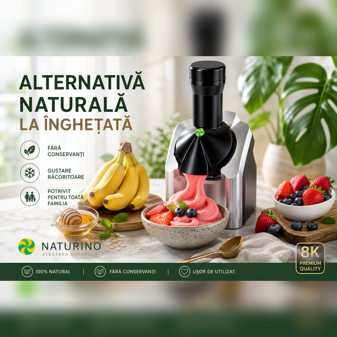 Aparat pentru inghetata din Fructe Congelate, Preparare în 2 Minute, 12W