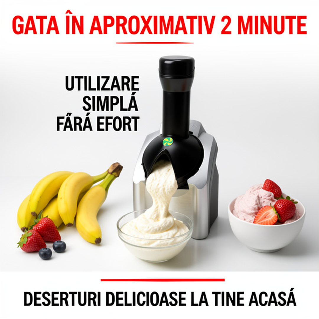 Aparat pentru inghetata din Fructe Congelate, Preparare în 2 Minute, 12W
